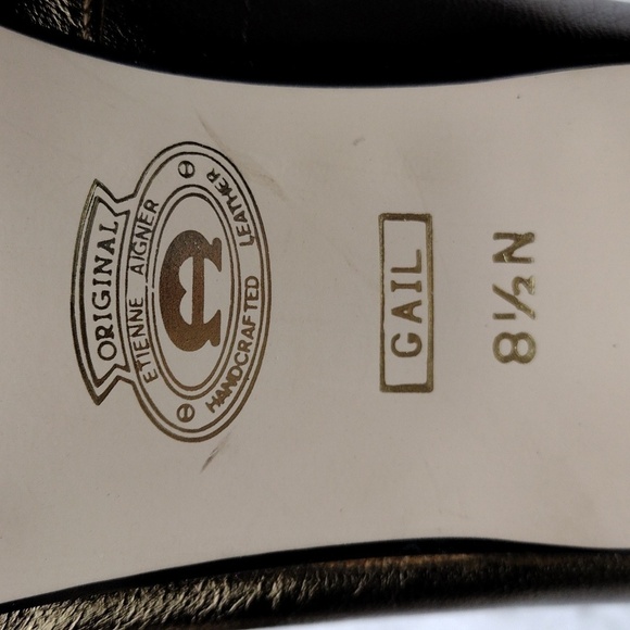 Etienne Aigner Gail Gold Leather Pointed-Toe Skinny Heel Slip On Pump Shoe - Picture 11 of 16